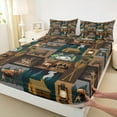 thumbnail image 3 of jejeloiu Rusticd Lake House Twin Sheet Sets,Happy Camping Camper Car Twin Fitted Sheet,Jungle Bear Deer Flat Sheet For Adult,Luxury Bedroom Decor,3pcs, 3 of 7