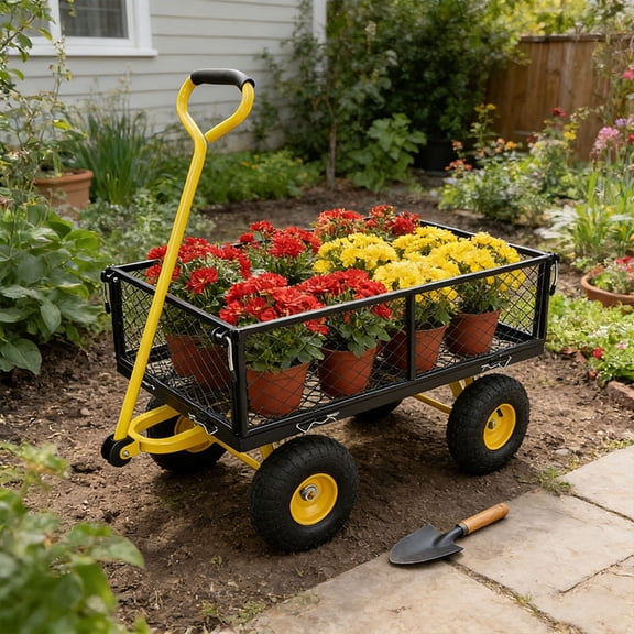 Wagon Cart Garden cart trucks make it easier to transport firewood for Yard Work, Hauling, and Outdoor Use