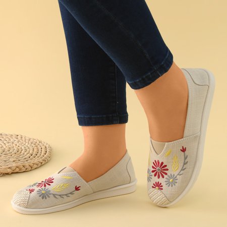 

sebulube Women Various Prints Shoes Fashion Soft Sole Cloth Shoes Linen Soft Sole Cloth Shoes Beef Tendon Sol