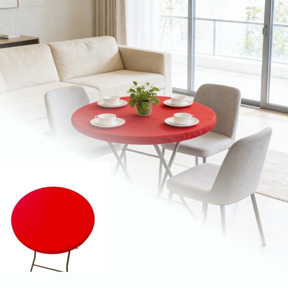 31.5 Inch Round Stretch Tablecloth Elastic Fitted Cover, Spandex Washable Tablecloths for Picnic Camping Dining, Universal Indoor Outdoor Table Cover for Home Restaurant Party