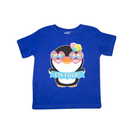 

Inktastic I m 4 Cute Penguin with Sunglasses and Flowers Gift Toddler Boy or Toddler Girl T-Shirt