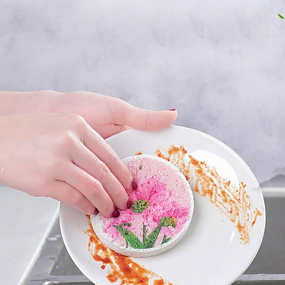 Éponges de Cuisine Non Abrasives Éponge de Nettoyage de Cuisine Tampon à Récurer pour le Nettoyage de la Vaisselle Éponge à Vaisselle en Pâte de Bois Éponges à Récurer (1,2 cm), Chiffon à Vaisselle en Pâte de Kapok Imprimée*1 Pce Liquidation