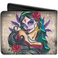thumbnail image 2 of Sexy Ink Girls Wallet, Bifold, Muerta, Vegan Leather, 2 of 5