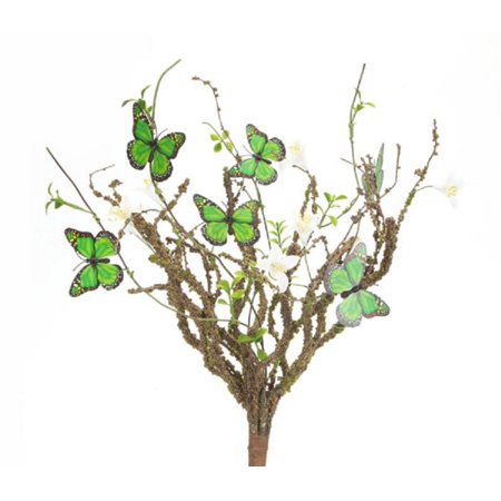 UPC 257554434564 product image for Pack of 6 Artificial Green Butterflies with White Flowers Sprays 18 | upcitemdb.com