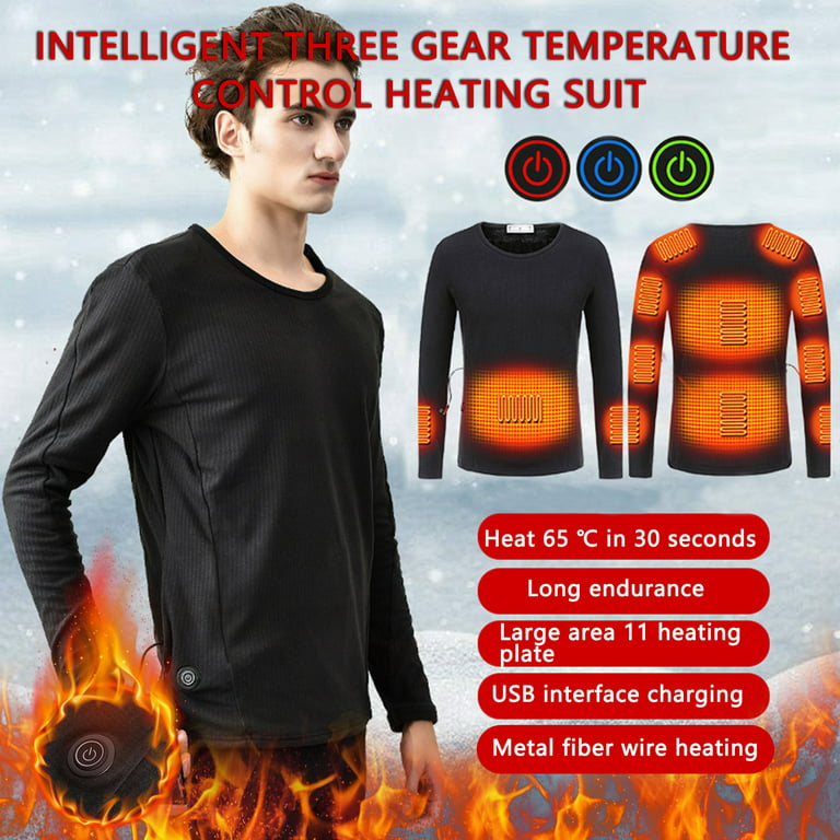 USB Heated Thermal Underwear Set for Women and Men's,Thermal Tops Pants Long  Sleeve Lightweight Heated Apparel 