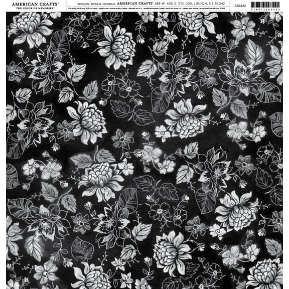 American Crafts Brands Everyday Cardstock 12"X12"-Chalk Floral