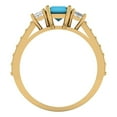 thumbnail image 4 of Clara Pucci 14K Yellow Gold 1.88ct Turquoise Three-Stone Ring for Women, 4 of 8