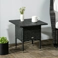 thumbnail image 2 of Outsunny Rattan End Table with Full Woven Top, Outdoor Coffee Table, Black, 2 of 10