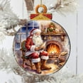 thumbnail image 3 of Designocracy 8611089 5 x 5.5 x 0.25 in. Santa at the Fireplace Wooden Christmas Santa Snowman Decor Ornaments, 3 of 8