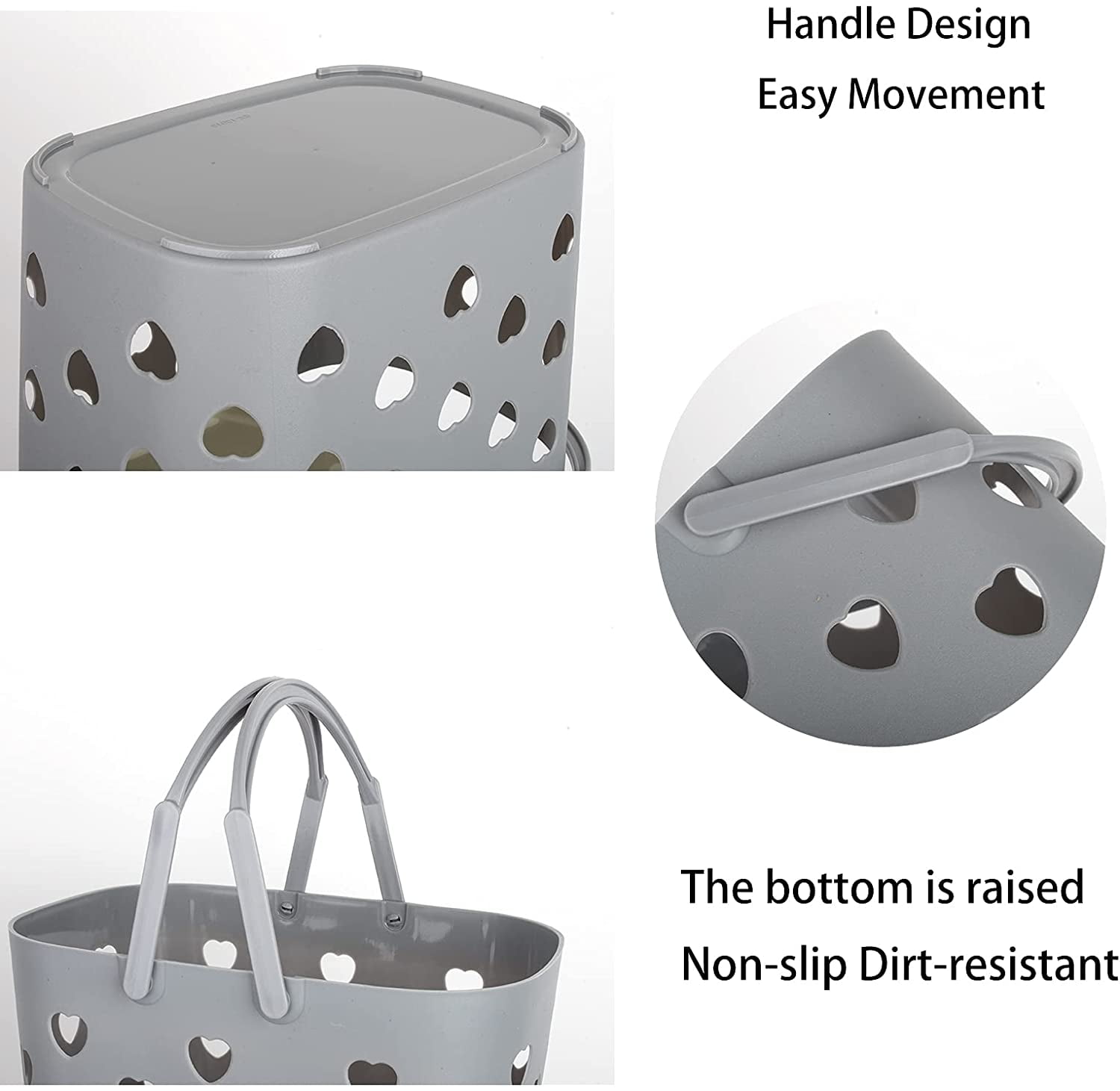 UUJOLY Portable Shower Caddy Basket Tote, Plastic Storage Basket with  Handles Organizer Bins for Kitchen Bathroom College Dorm, Grey 2 Pack