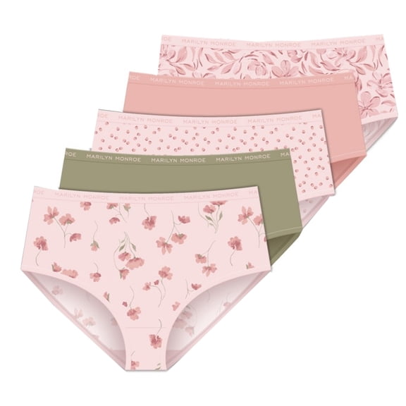 Marilyn Monroe Women's Stretch Brushed Microfiber Brief Panties - Set of 5 - Size Large - FITS: Clothing Size 12/14