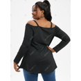 thumbnail image 3 of Camiseta Talla Extra Panel Encaje Hombros Descubiertos Rosegal Mangas largas de talla grande, 3 of 5