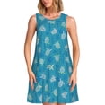 thumbnail image 1 of Easygdp Sea Turtle para Vestido Transpirable de Mujer, Vestido Suelto de Manga Corta con Pliegues y Bolsillos para el Verano, 1 of 7