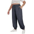 thumbnail image 3 of Plus Size Womens Jogger Sweatpants Drawstring Fall Comfy Loungewear Pants Loose Baggy Workout Sports Trousers with Pockets Dark Gray 3XL, 3 of 6