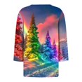 thumbnail image 3 of CLOISE Womens 3/4 Sleeve Tops and Blouses Plus Size Christmas Tree V Neck Shirts Pullover Tee Slim Cozy Holiday Travel Clothes L, 3 of 4