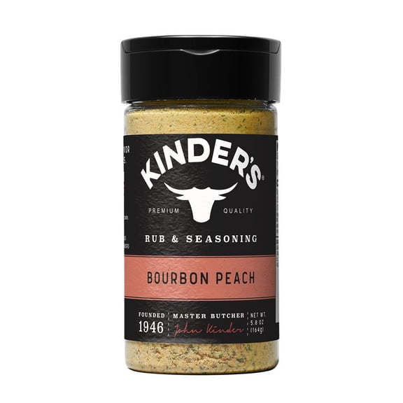 Kinder's Bourbon Peach Rub and Seasoning with Molasses and Ancho Chili, 5.8 oz