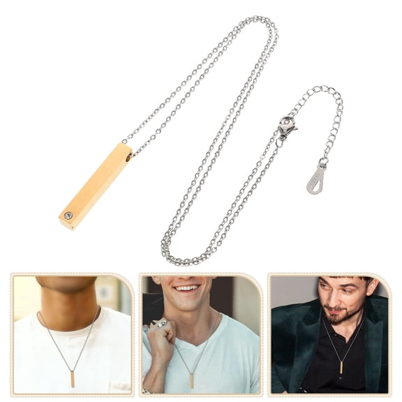LOLIPPYY 1Pack Rhinestone Name Bar Necklace Stainless Steel Chain for Couples Daily Wear Party