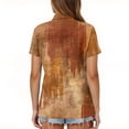 thumbnail image 5 of JoveMarine Women's Short Sleeve Button Up Shirt with Lapel Collar Striped Plaid Print Blouse Casual Work Top for Daily and Office Wear Spring/Summer Brown S, 5 of 5