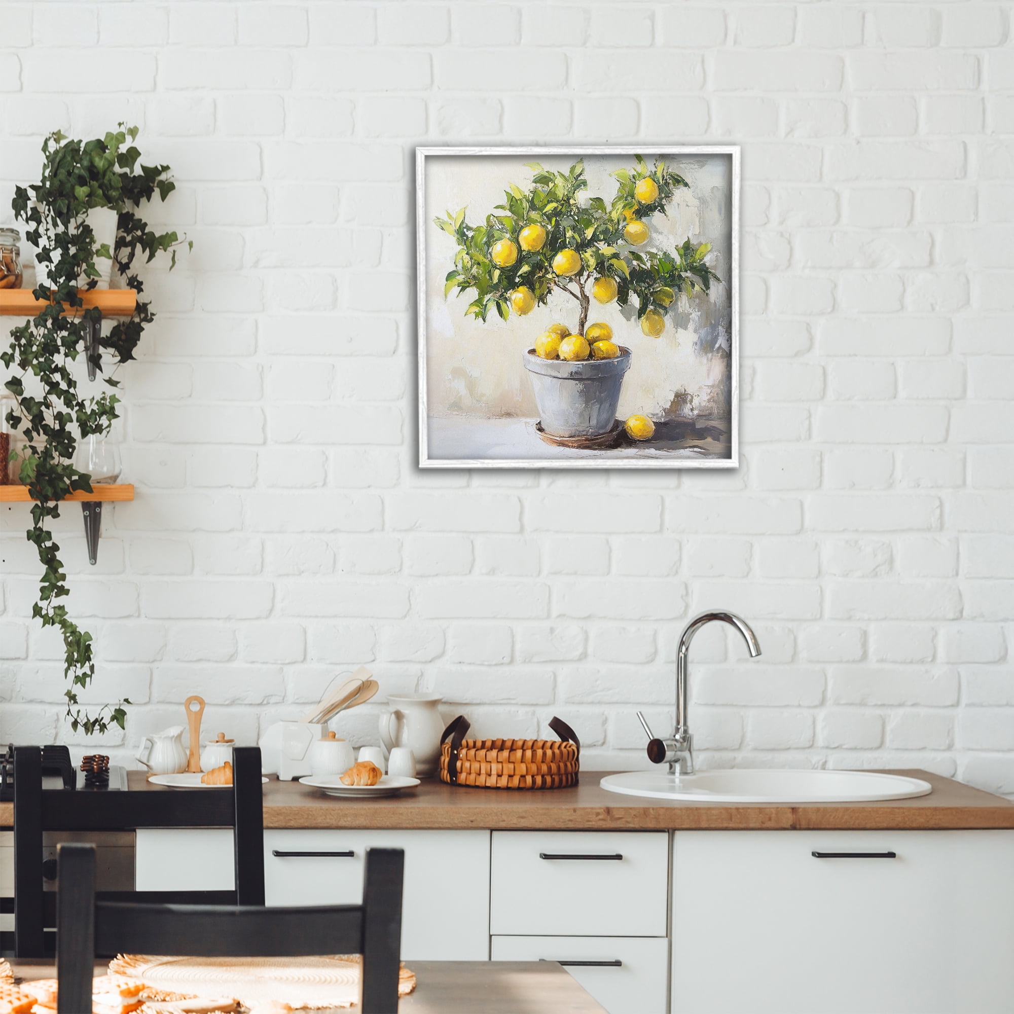 Stupell Industries Falling Lemon Tree White Framed Giclee Art, design by Tina LeCour