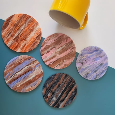 

Ludlz Cup Mat High Temperature Resistance Anti-scalding Acrylic Marble Veined Kitchen Skid-resistant Table Mat for Household