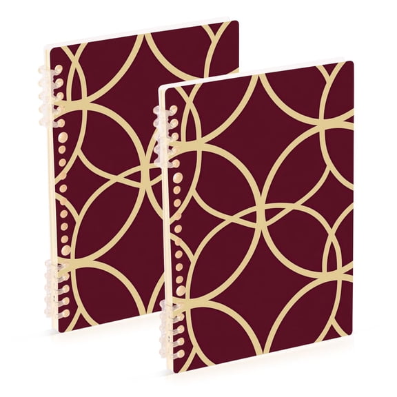 FORMRS 1-Subject Spiral Notebook 8" x 5" College Ruled 60 Refillable Sheet A5 Hard Cover, 2 Pack, Red Circles