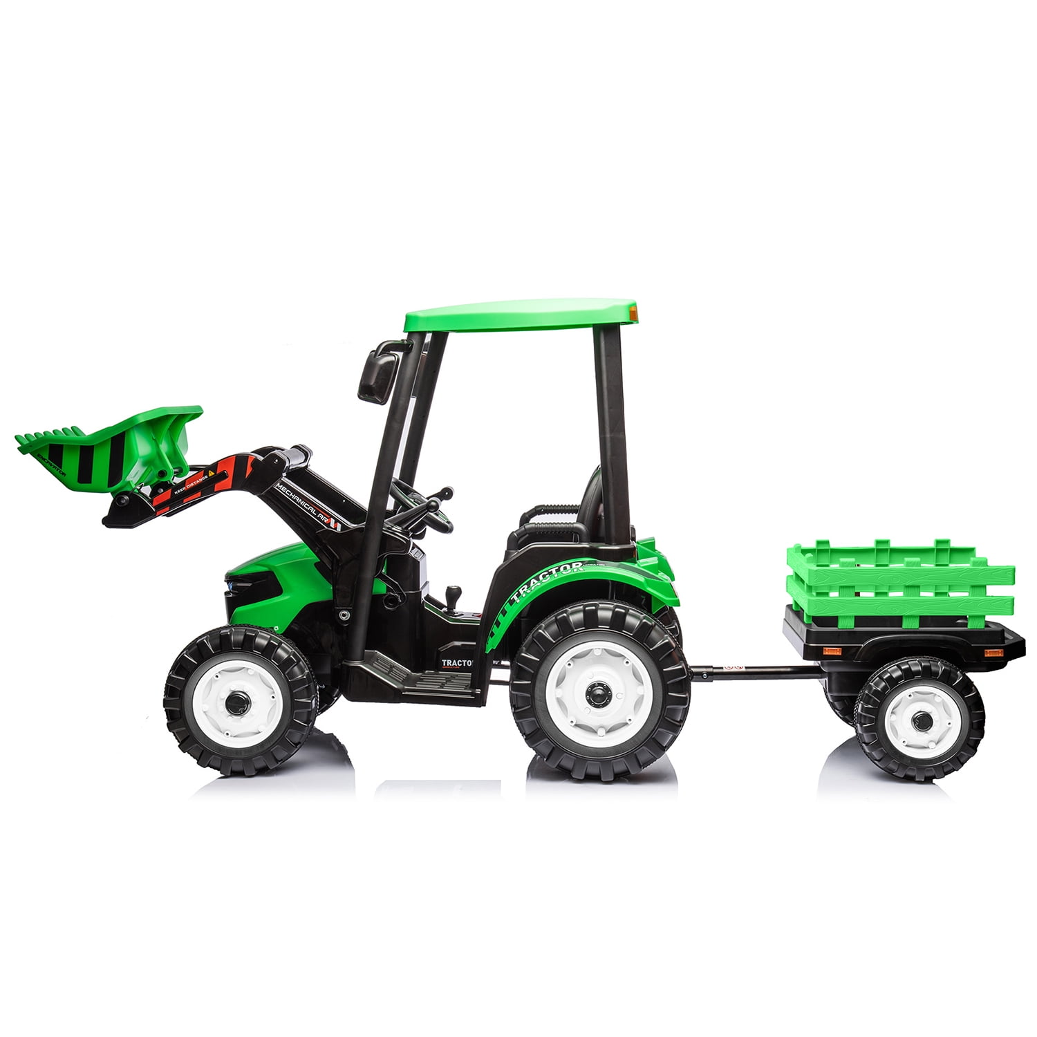 CIPACHO Ride On Tractor, 24 V Powered Construction Vehicles for Kids with Working Loader and Backhoe Digger, Kids Car with Trailer, Green CIPACHO Ride On Tractor, 24 V Powered Construction Vehicles for Kids with Working Loader and Backhoe Digger, Kids Car with Trailer, Green