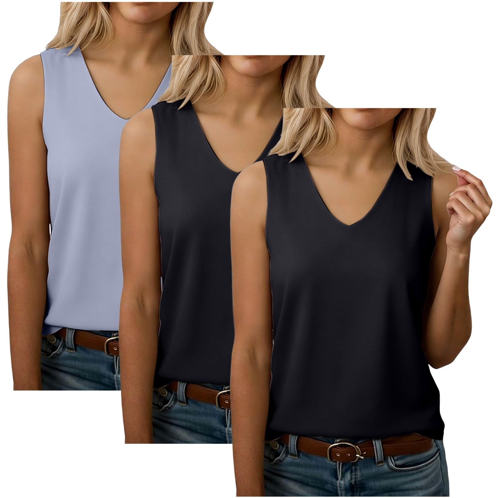 Womens Clothes Kelon Womens Tank Tops V Neck Cute Trendy Going Out Tops Blouses Business Casual Outfits 4XL