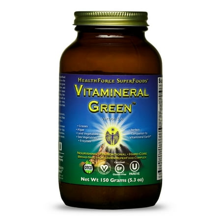 HealthForce SuperFoods Vitamineral Green - Mineral Supplement for Immune & Thyroid Support - Green Powder Supplement with Ingredients from the Land - Gluten-Free & Vegan - 150 Grams