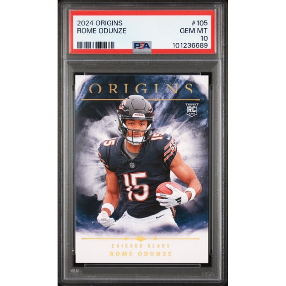 Graded 2024 Panini Origins Rome Odunze #105 Rookie RC Football Card PSA 10 Gem Mint