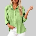 thumbnail image 2 of Button Down Shirts for Women Cotton Linen Long Sleeve Collared Blouses Side Slit Dressy Casual Business Work Tops with Pockets, 2 of 4