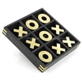 thumbnail image 2 of 10" Large Elegant Premium Black Tic Tac Toe Board Game | Wooden Puzzle Game | Coffee Table Wooden Decor & Games | Lightweight Gold Plated Pieces, 2 of 6