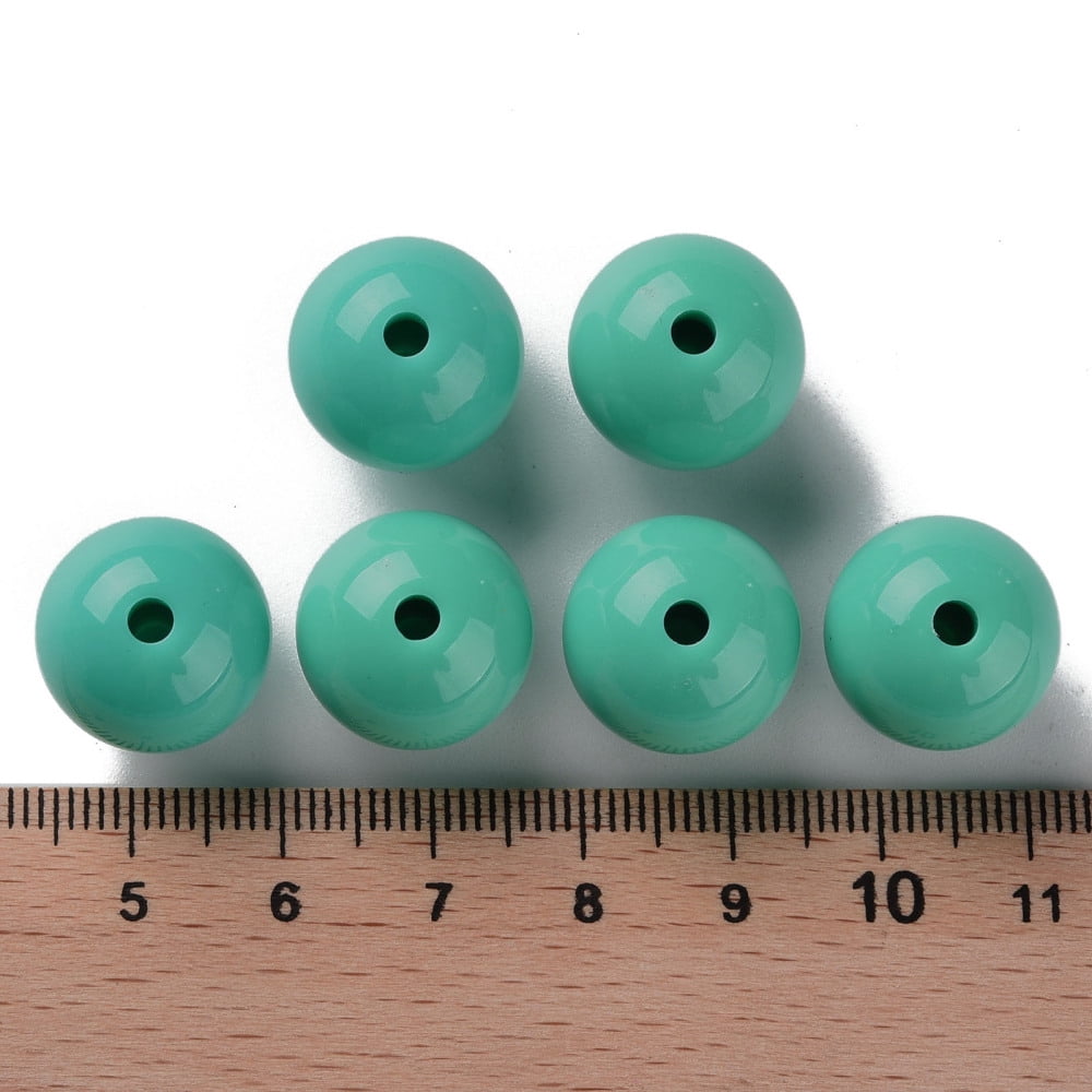 Opaque Acrylic Beads Round Light Sea Green 16x15mm Hole: 2.8mm about 220pcs/500g