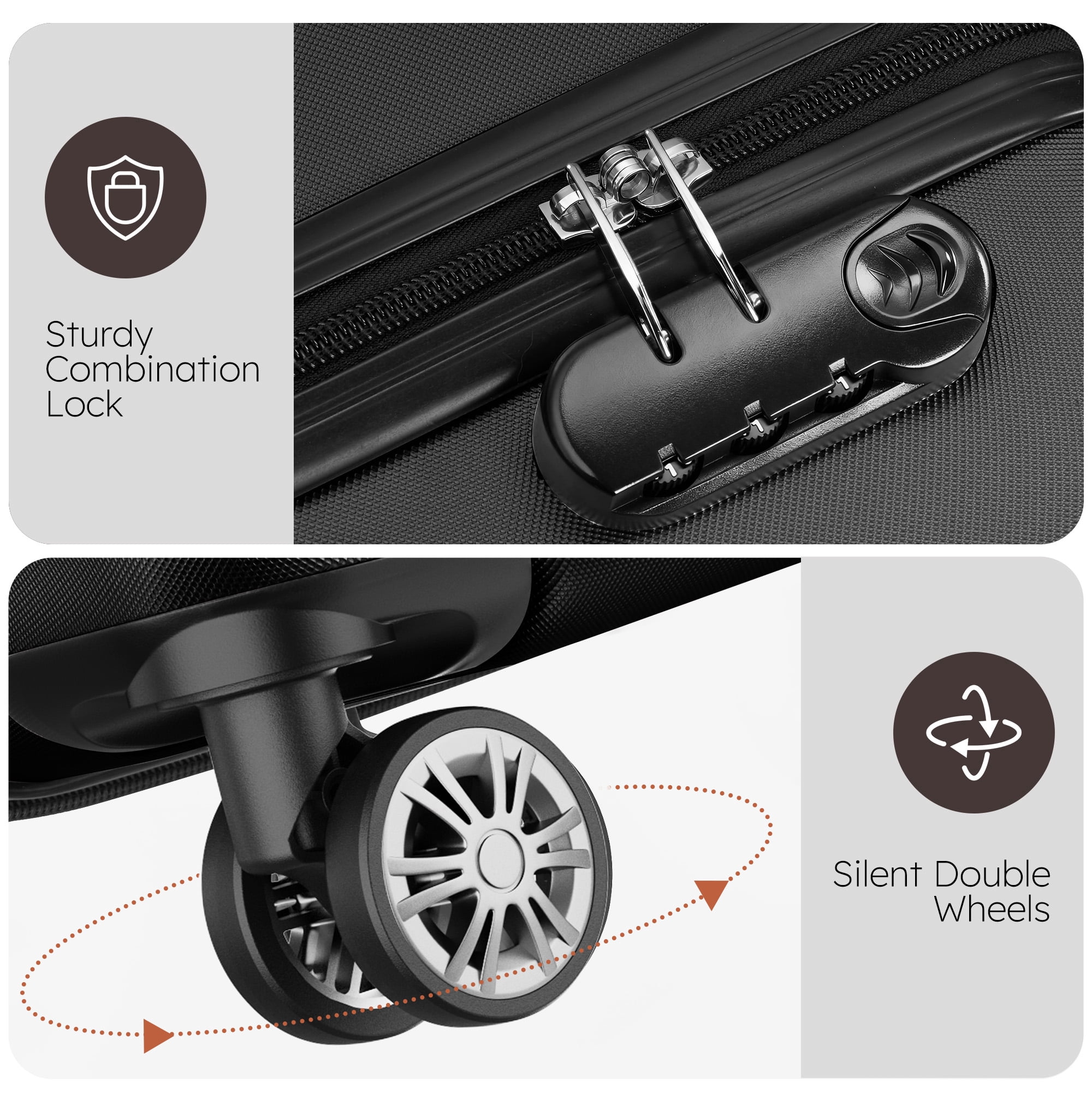 10 Piece Luggage Sets, 20 24 28 inch Lightweight Harside Suitcase with Spinner Wheels and 7PCS Packing Cubes(Black)