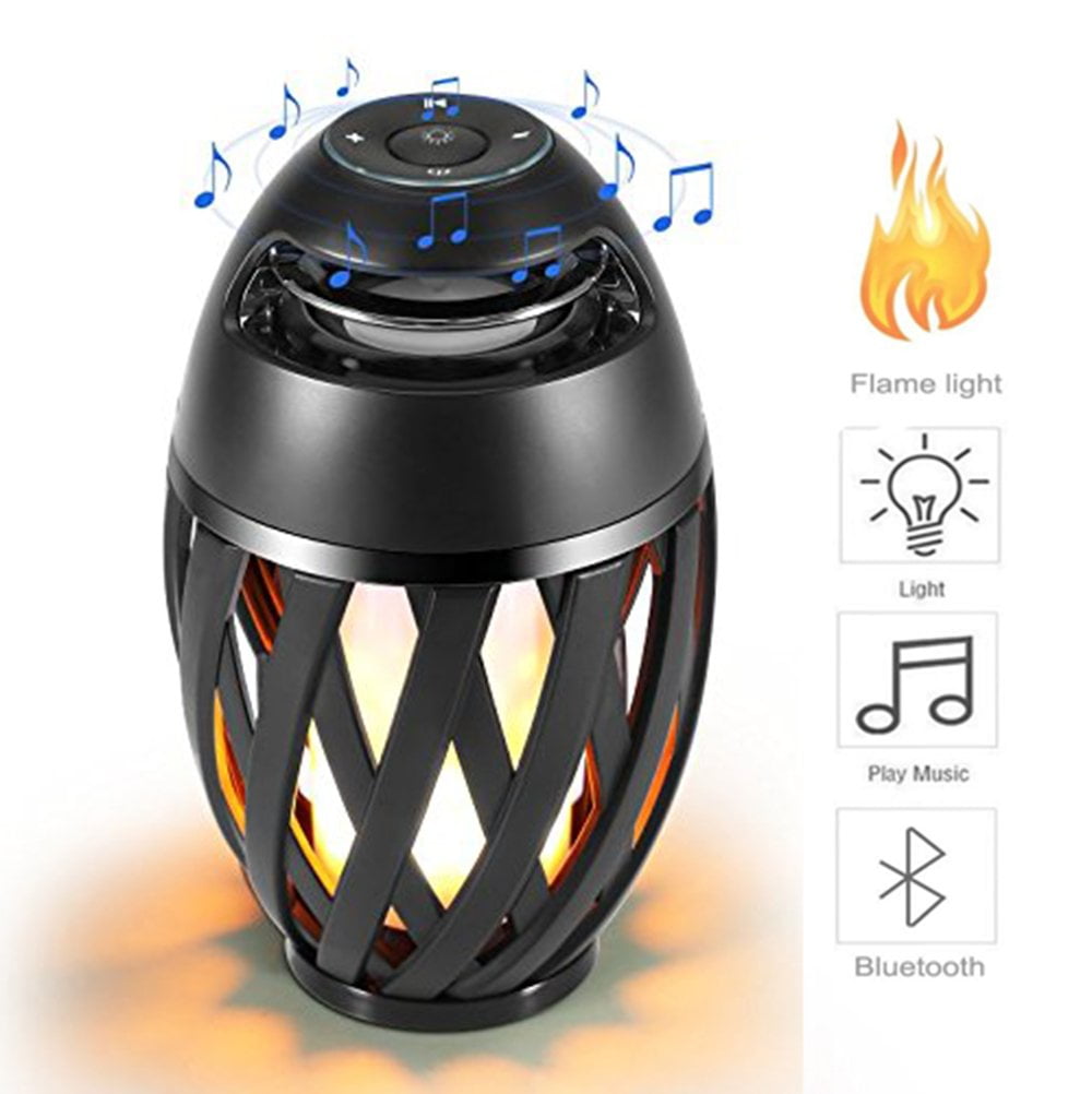 Outdoor Wireless Bluetooth Stereo Speakers Portable Music Player LED Flame Lamp 