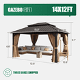 thumbnail image 4 of Clouddwell 14' x 12' Gazebo for Patio, Gazebo Pergola with Sloped Roof, Large Wall-Mounted Heavy Duty Awnings, for Deck, Patio and Backyard,Brown, 4 of 8
