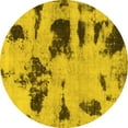 thumbnail image 1 of Ahgly Company Indoor Round Abstract Yellow Modern Area Rugs, 4' Round, 1 of 4