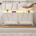 thumbnail image 5 of Romorgniz Queen Size Bed Frame with Underbed Storage Upholstered Bed Frame with Adjustable Headboard & LED Light & Charge Station ,Beige, 5 of 8