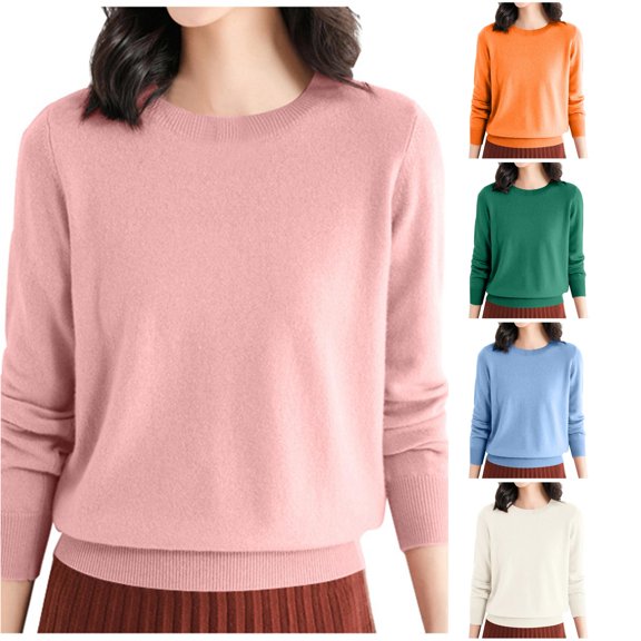 XIYON Sweaters for Women Classic Crewneck Sweater Long Sleeve Lightweight Soft Basic Pullover Tops Fall Fashion Outfits