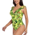 thumbnail image 3 of Yiaed Kiwi and Avocado Print Women's Ruffled One Piece Swimsuit V Neck Swimwear Slimming Monokini for Woman-X-Large, 3 of 8