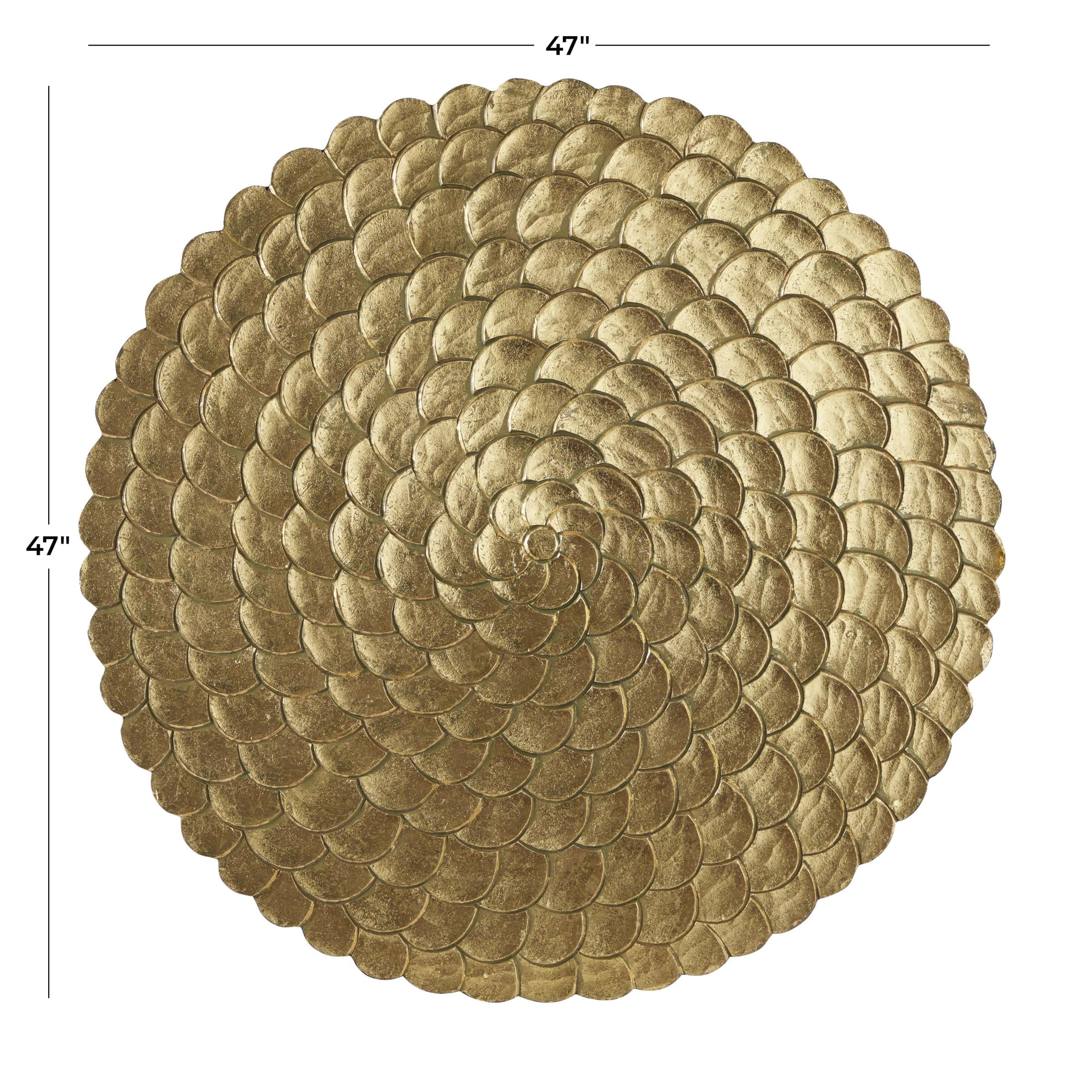 DecMode Gold Wood Carved Radial Plate Wall Decor