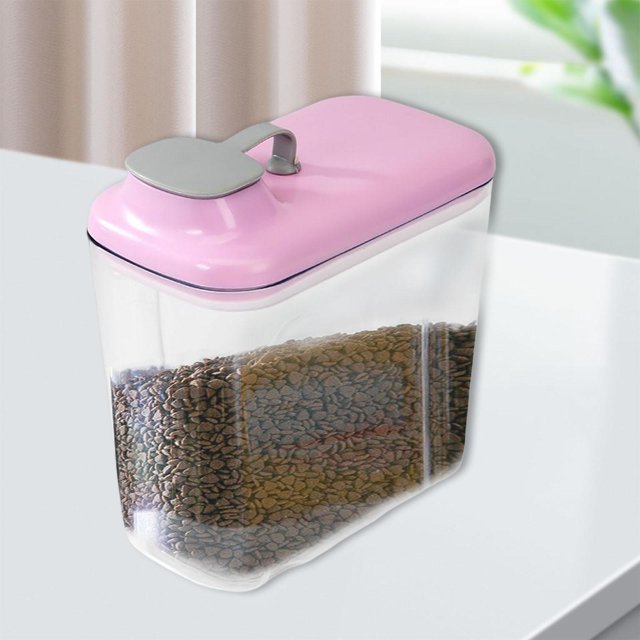Contenedor Grande para Almacenamiento de Alimentos para Perros Yinane Cubo de almacenamiento 1.5L Rosa