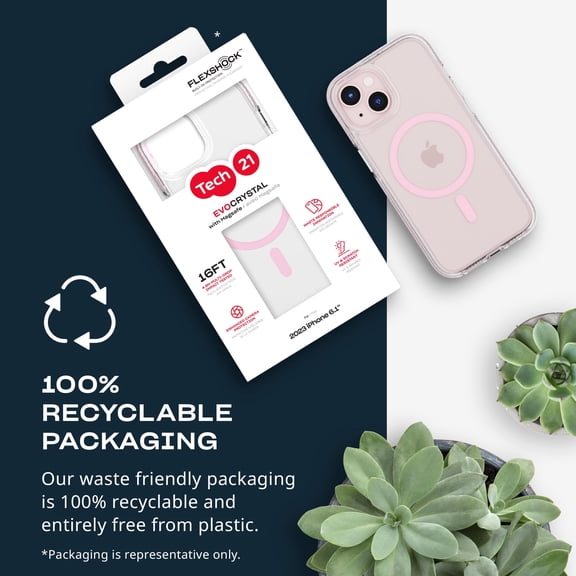 Tech21 EVOCRYSTAL Series Case for MagSafe for iPhone 16e, 15/14/13- Clear/Pink - Rose Gold