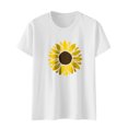thumbnail image 4 of EGNMCR T-Shirts pour Femmes Mode pour Femmes Col Rond Manches Courtes Hauts à Imprimé de Tournesol de Pâques, 4 of 7
