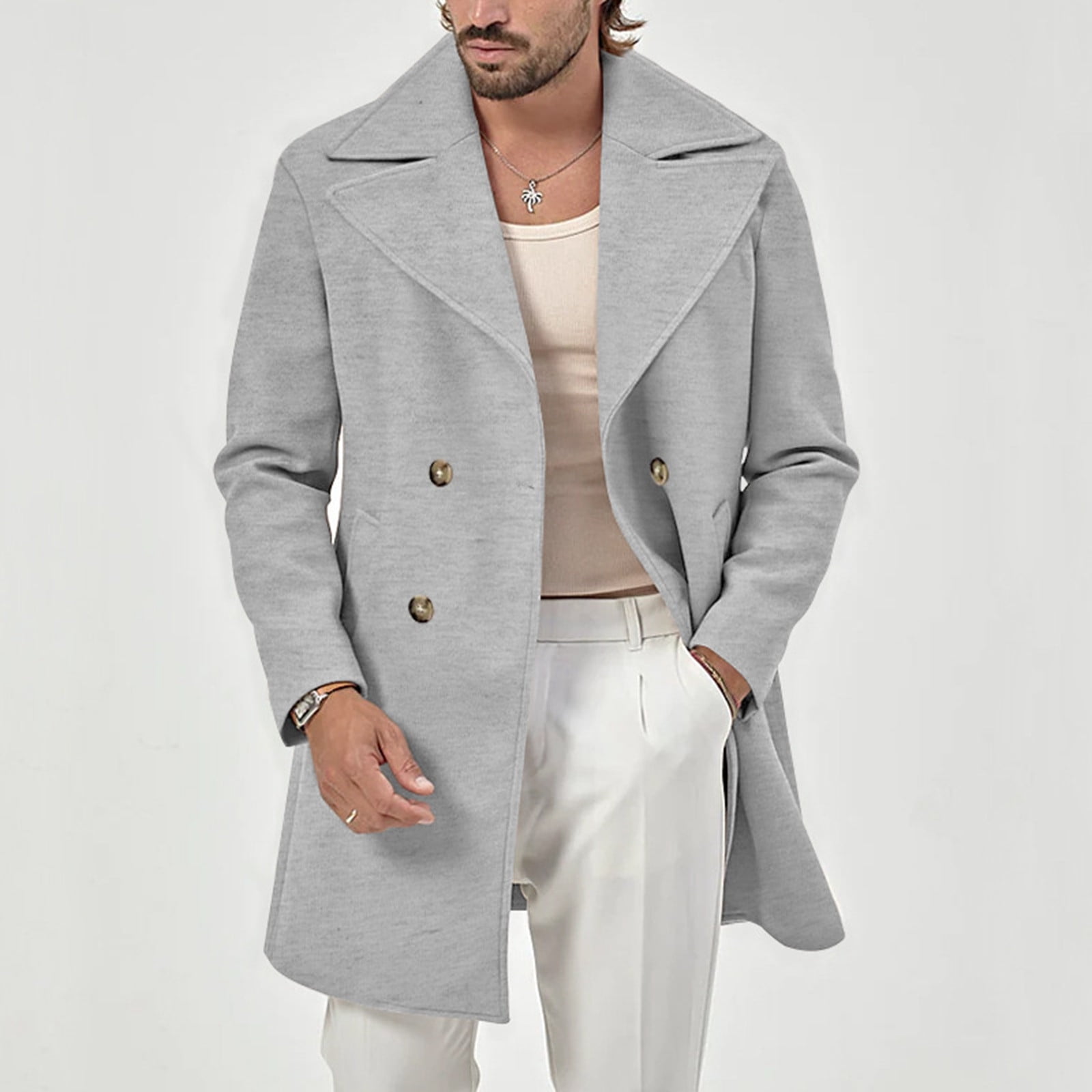 Veste Homme Hiver Caban Gris Clair Homme Caban Homme Automne Hiver