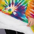 thumbnail image 3 of Oversized Wearable Blanket Hoodie,Colorful Tie Dye Pattern Sherpa Blanket Hoodie with Super Pockets,Super Warm Fuzzy Pullover for Women & Men, 3 of 6