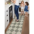 thumbnail image 5 of Lahome Decor 2'x6' Modern Checkered Kitchen Rugs, 2x6ft Non-Slip Washable Rugs, Farmhouse Hallway Rug for Entryway, Moroccan Neutral Soft Low Pile Carpet for Hallway Entry Front Door,Green, 5 of 10