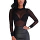 thumbnail image 2 of Blusa de malla de manga larga para mujer, elegante, transpirable, elástica, ajustada, transparente, color negro, talla M, 2 of 12
