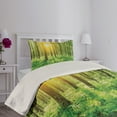 thumbnail image 2 of Ambesonne Spring Quilted Coverlet 2 Pcs, Forest Foliage Nature, Twin Size, Green Yellow, 2 of 4