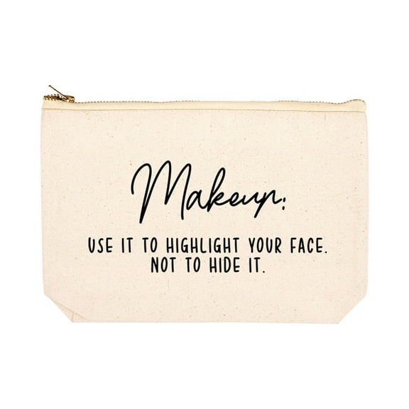 Koyal Wholesale Funny Makeup Bag Canvas Cosmetic Bag Makeup Use It To Highlight Your Face Not To Hide It Makeup Pouch