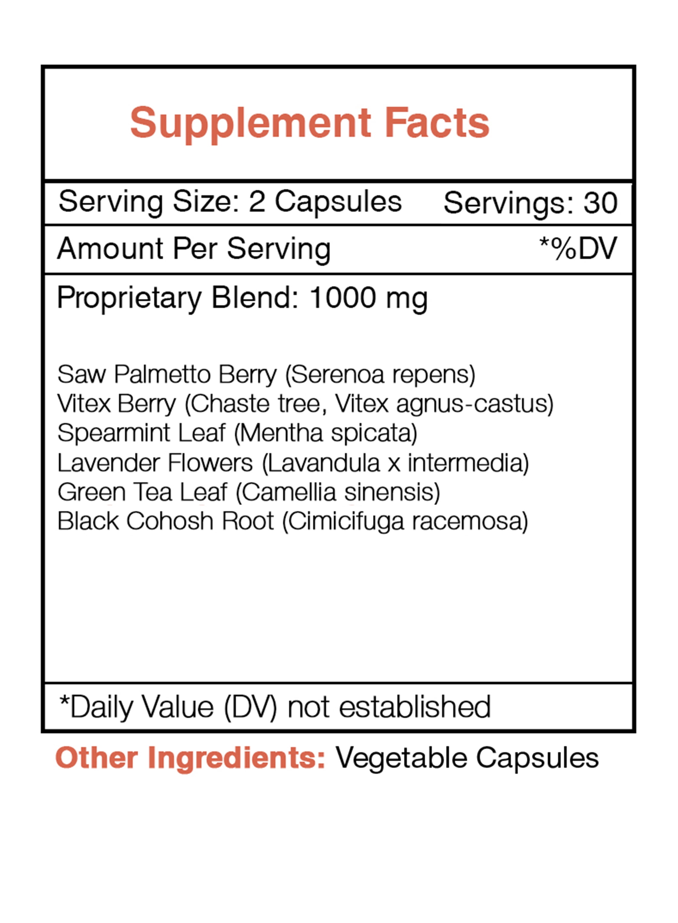 Secrets of the Tribe Hirsu Secret Capsules Dietary Supplement, Natural Herb Blend, Made from Saw Palmetto, Black Cohosh, Vitex, Spearmint, Lavender, Green Tea 60 Count